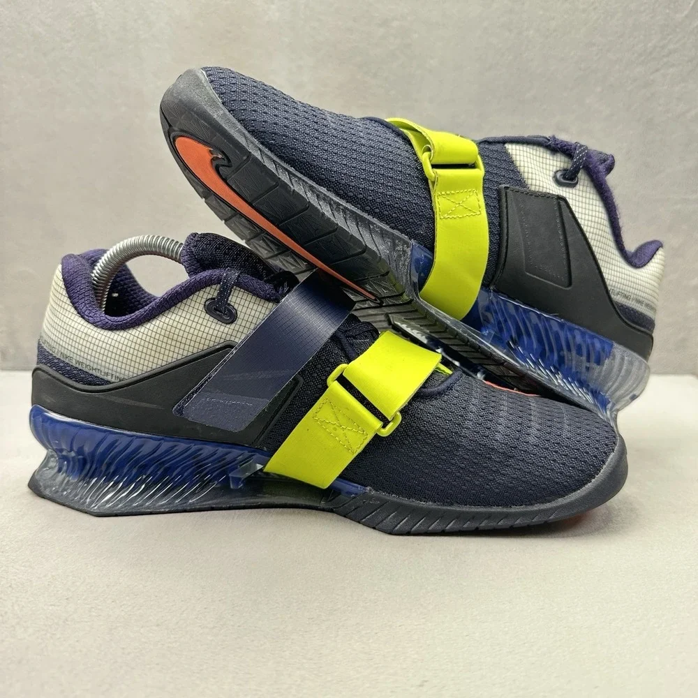Mens Size 9.5 Nike Romaleos 4 Weightlifting Shoes Blackened Cyber Blue‎ Gym